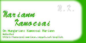 mariann kamocsai business card